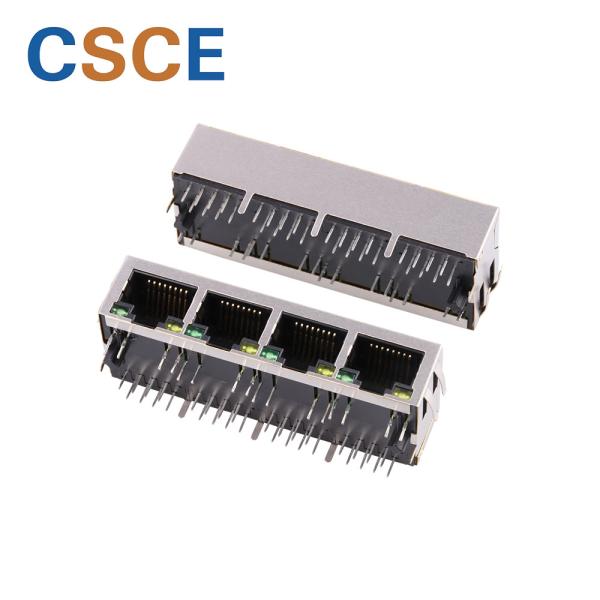 Quality 1 * 4 Port RJ45 Connector Transformer 100Base - T Shielded For IP Phone / X DSL Modem for sale