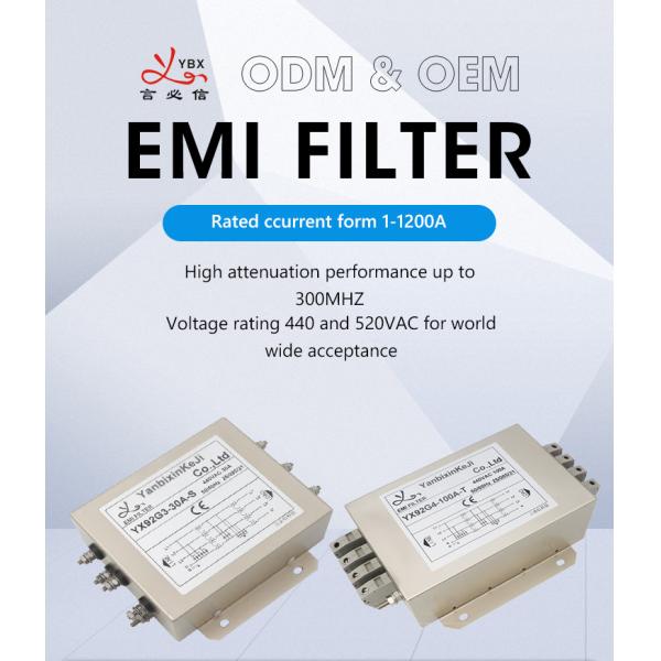 Four Wire Terminal Block Three Phase Emi Filter 1~10a Rated Current 440vac Voltage