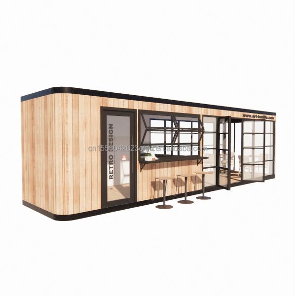 Steel Frame Galvanized Steel Bending 180g Modern Design 20ft 40ft Prefab Container House for Mobile Coffee Shops Restaurants