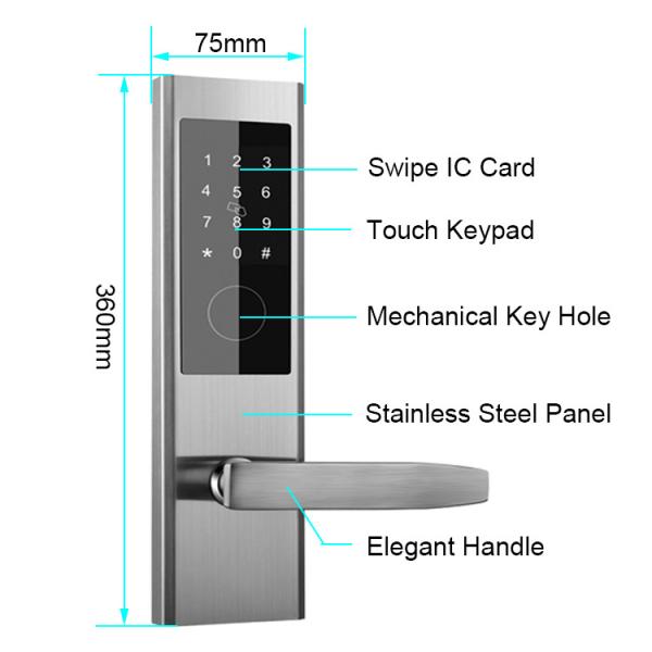 FCC Security Password Door Locks 1.5V Rfid Card Door Lock System