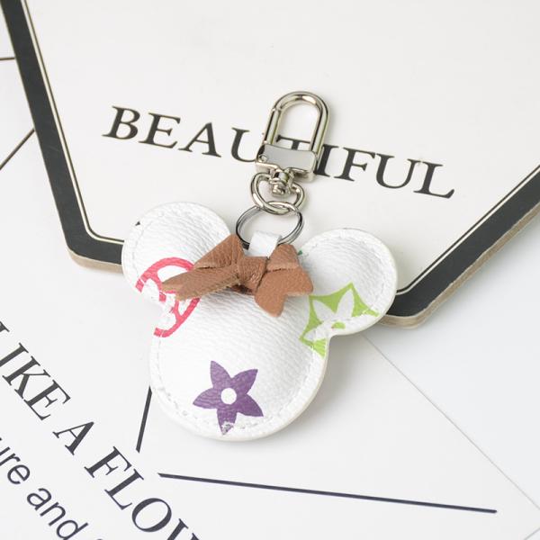 OEM Leather Teddy Bear Keychain , 65mm Cute Keychains For Women