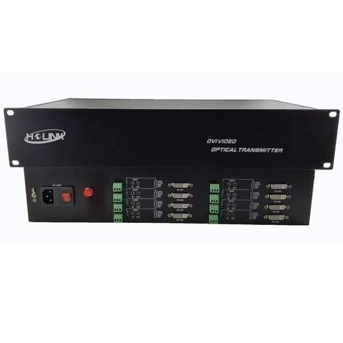 8 channel uncompressed DVI forward video to fiber converter + 8 ch RS232+ 8 channel audio