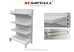 White Retail Store Shelving / Department Store Fixture Round Hole Perforated Back Panel