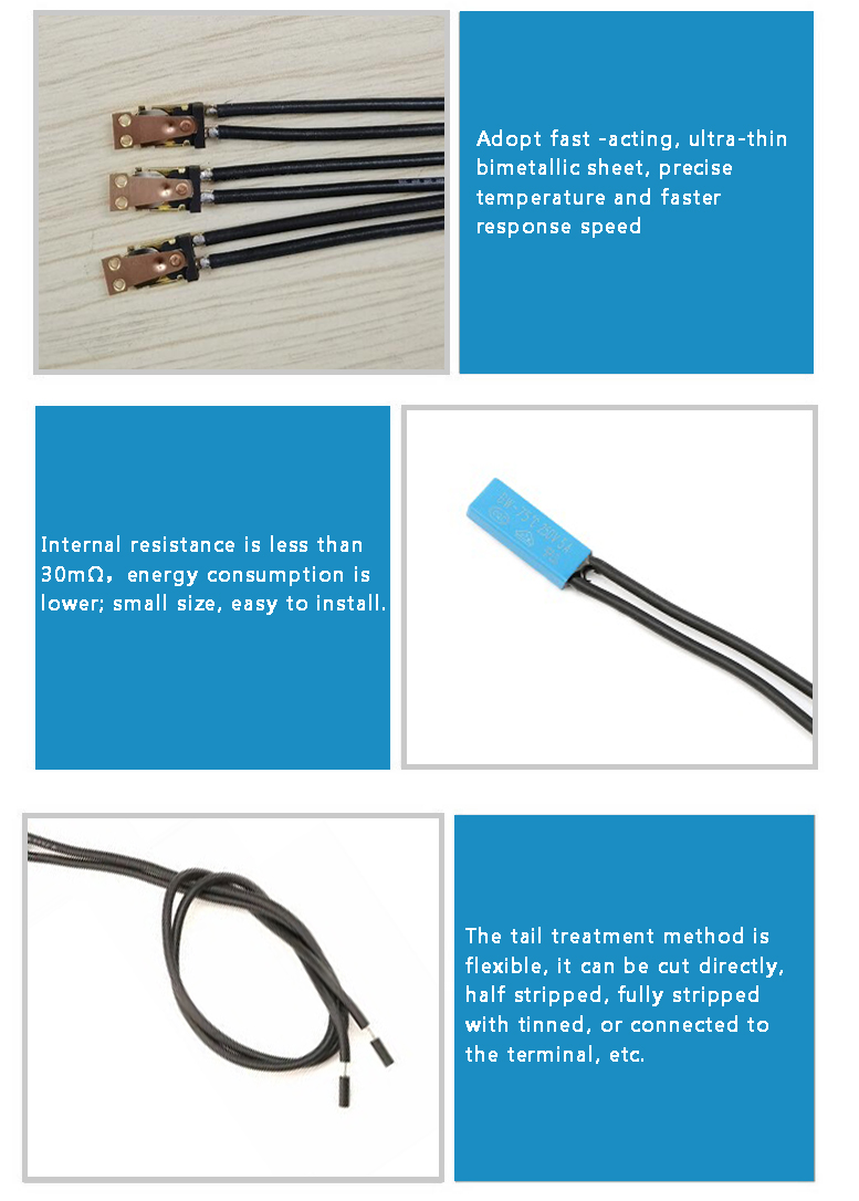 Blue Plastic Housing Replace To TP2 5A 250V AC NO NC BW Bimetal Motor Thermal Switch