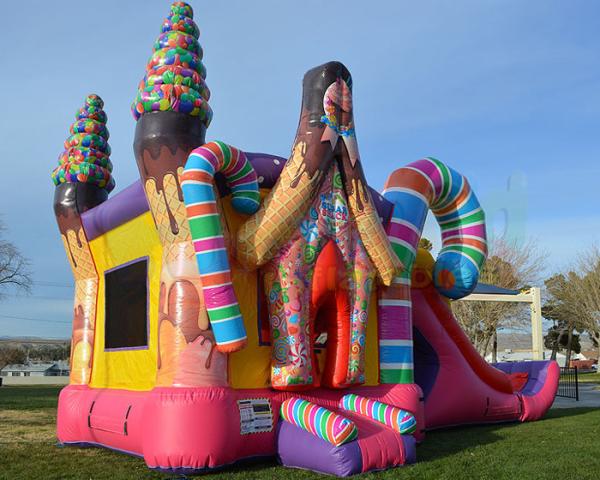 Quality Combo Sugar Shack Inflatable Bouncy Slide Digital Printing for sale