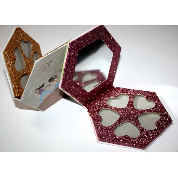 Hexagon Makeup Empty Eyeshadow Palette Packaging With Glitter Paper
