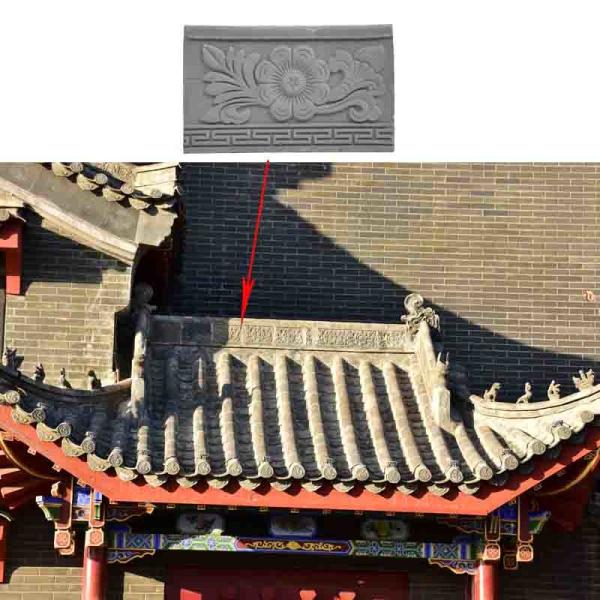 Chinese Classical Decorative Roof Ridge Tile Handmade 3D Flower Design Clay Material