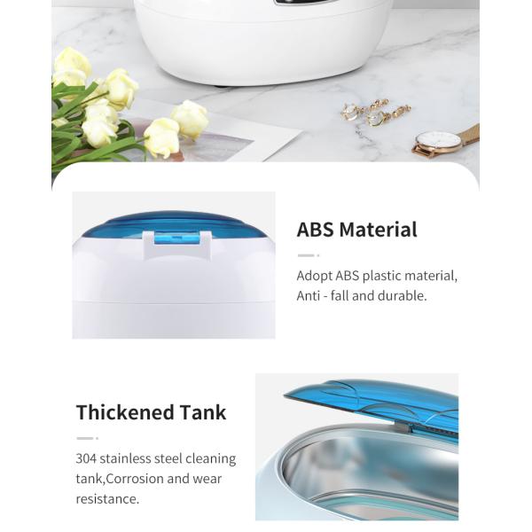 Household Digital 600ml 46khz Ultrasonic Cleaner for glasses dental Jewelry ABS