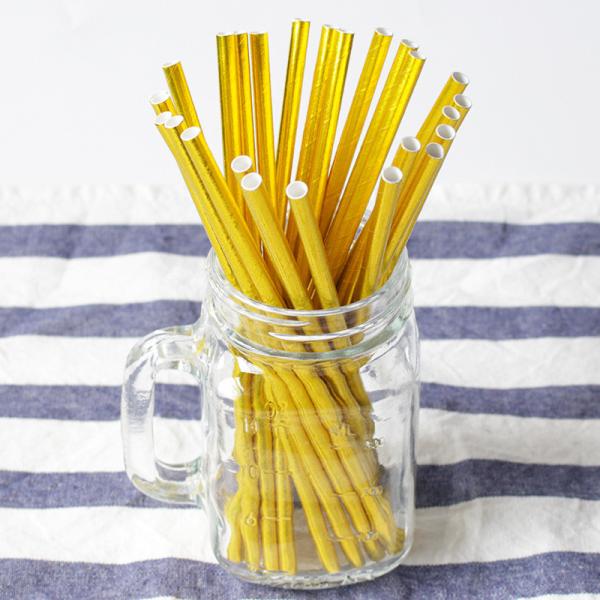 Gold foil pattern FDA Certificate Biodegradable Paper Straws Food-grade Recyclable Printed Eco-friendly Paper Straws