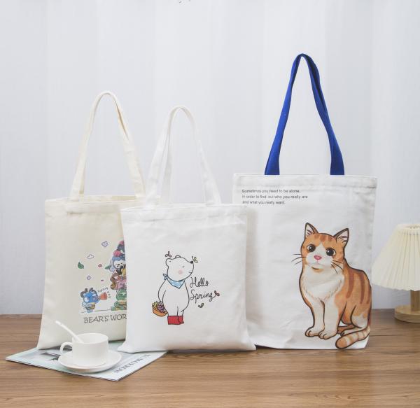 Quality Full Printing Cotton Canvas Bag Grocery Shopping Tote Bag With Customized Logo for sale