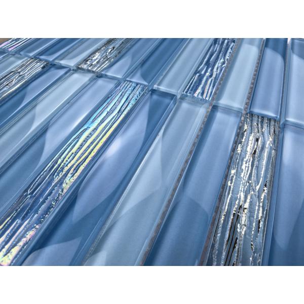 Decorative 300x300mm Blue Glass Mosaics For Hotel and project Wear-resistance