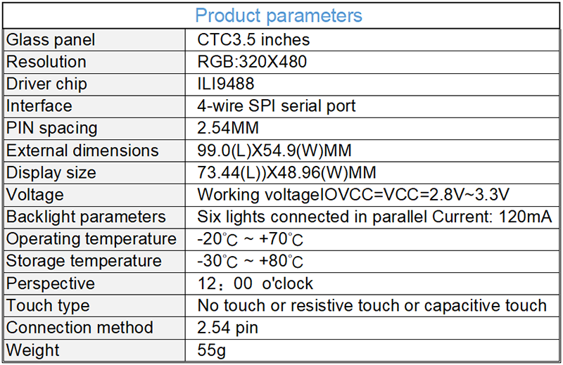 Driver IC ILI9488 SPI Display Module 3.5 Inch 480x320 Lcd Tft Display Module