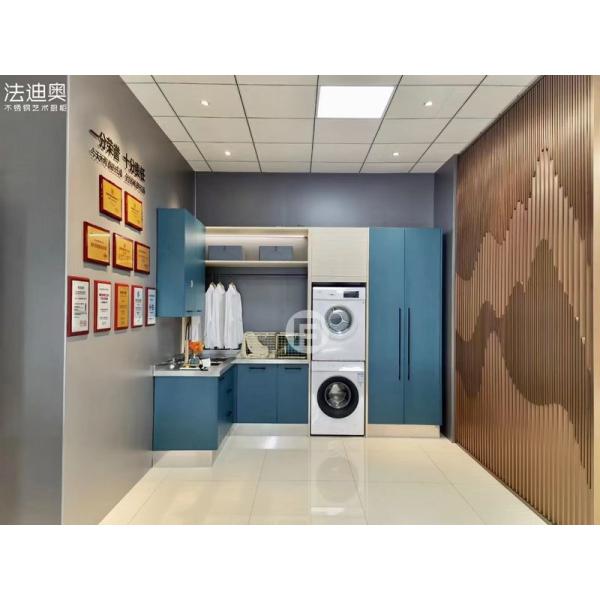 Sea Blue Laundry Room Vanity Cabinet With Multiple Storage Solution