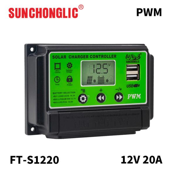 Intput 20A PWM Solar Charger Controllers 2A Output 12v 24v Solar Charge