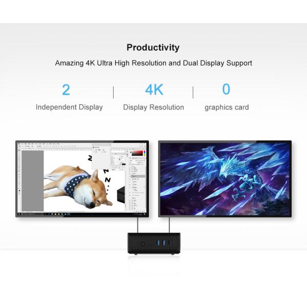 Dual HDMI Intel Celeron Mini PC J4125 Quad Core 2.0GHz, Up To 2.7GHz USB3.0 USB2.0