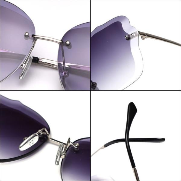 Rimless Gradient Lens Oversize Women 139mm Metal Frame Polarized Sunglasses