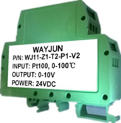Quality WAYJUN 3000VDC isolation RTD PT100 temperature Signal Isolators(one in one out) Green DIN35 signal converter for sale