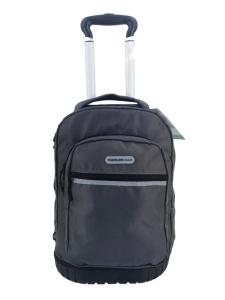 Black Practical 4 Wheel Trolley Backpack , Laptop Compartment Backpack With Trolly