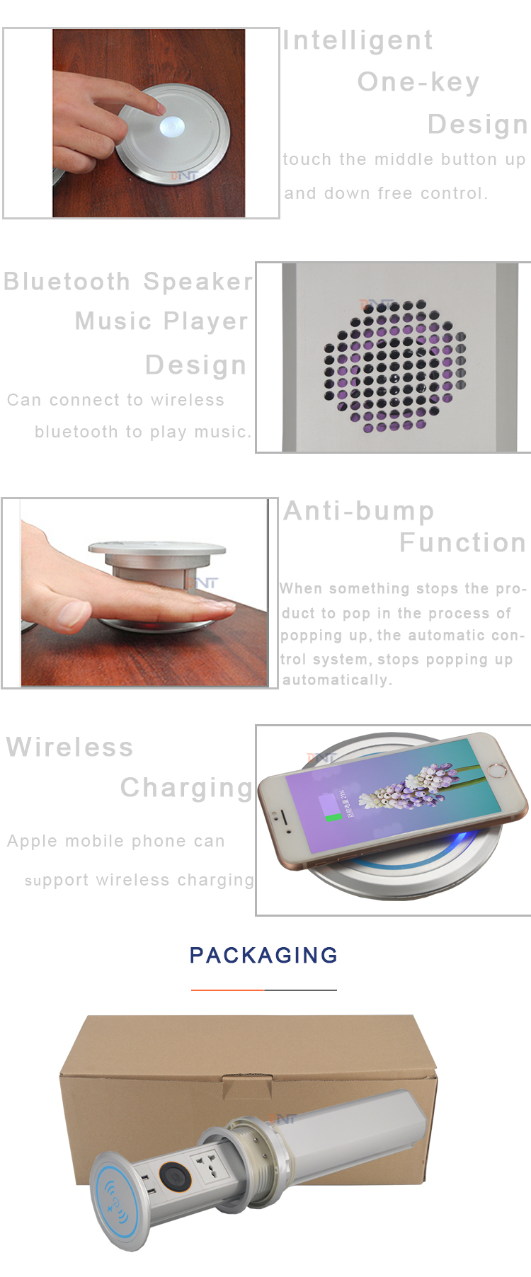 multiple motorized tabletop power cable plugs extension socket