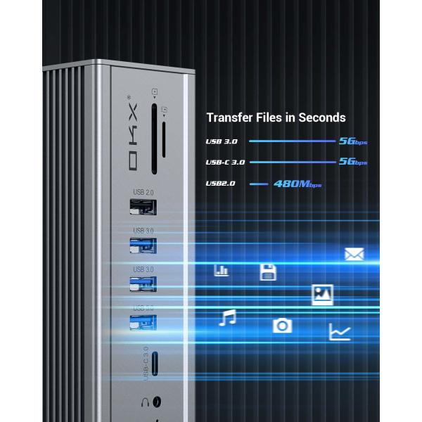 Aluminum 16 in 1 USB-C Docking Station hubs with HDMI 4K Video Output VGA port for Macbook laptop