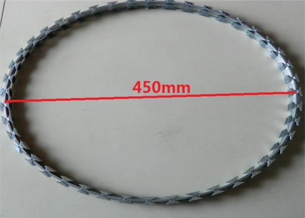 Quality 450mm Diameter Razor Wire And Barbed Wire Galvanized Concertina for sale