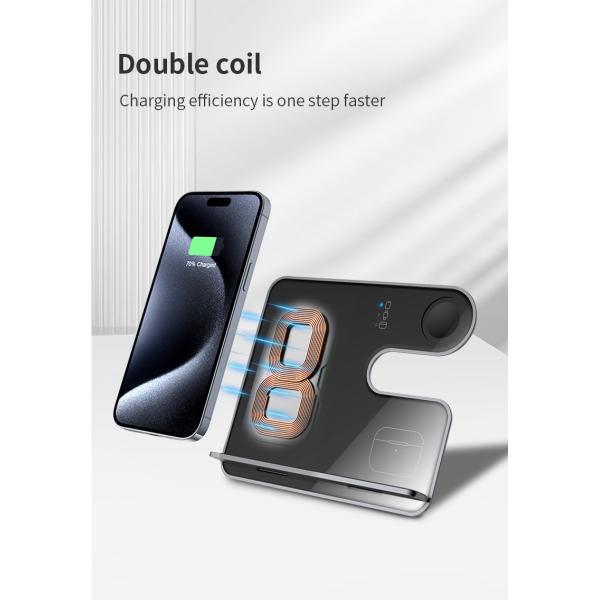 Aluminum Alloy Wireless Charging Pad for IPhone Samsung Overcharge Protection 15W Output