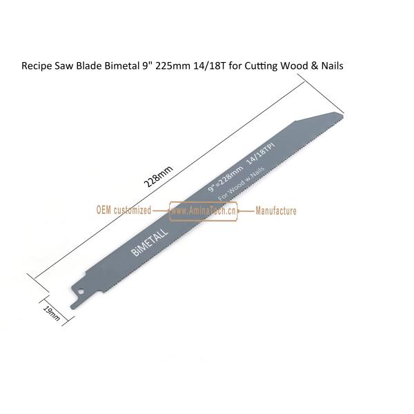Recip Saw Blade Bimetal M42 8% cobalt Demolition for Cutting Wood & Nails 9" 225mm 14/18T,Power Tools