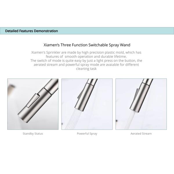 Sus304 High Arc Angled Spout Deck Mounted Kitchen Mixer Taps IPX5 DC6V HOMEKA