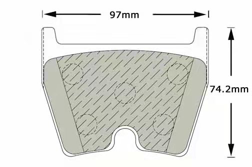 97mm GT8 8 Pcs Auto Semi Metallic Brake Pads 57mm Disc Area