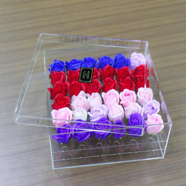 Wholesale Price Preserved Rose Display Acrylic Box With Lid Square Style 8 Sizes Valentine's Day Anniversary