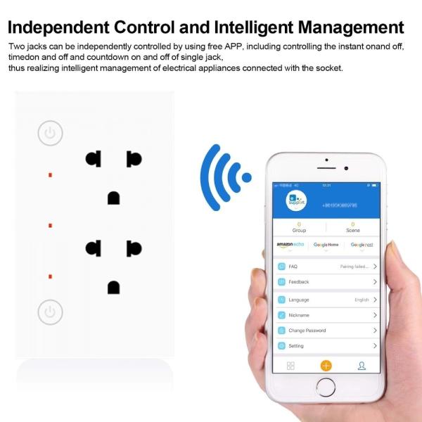Smart Switch Socket White Dual Usb Super Charging Port 16A Wireless Remote Control Charging Electric Timer