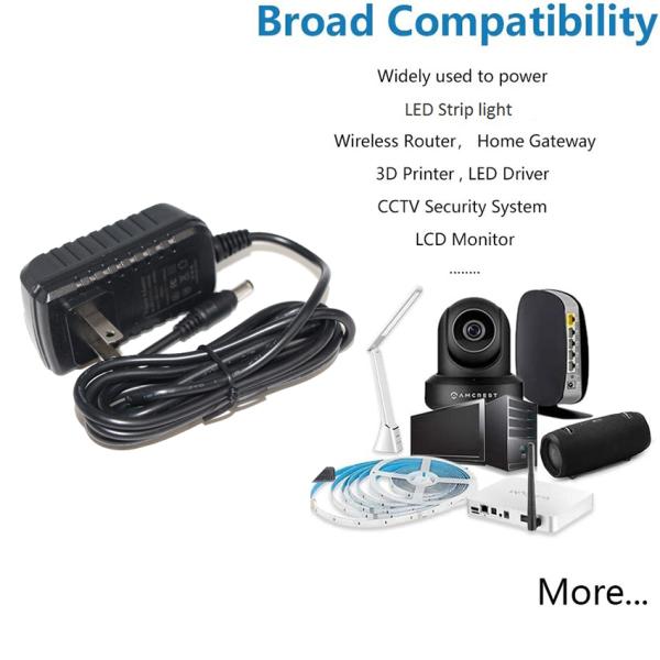 24V 1A 2A AC DC Power Adapter 100-240V Input with CE FCC Certification