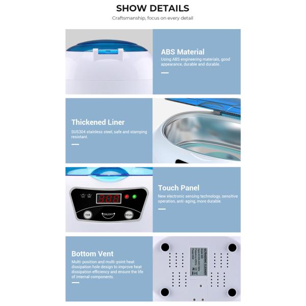 600ml Watch Movement Ultrasonic Cleaner Size 206 * 152 * 132mm Easy Operate
