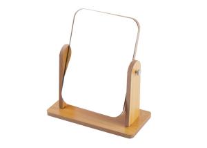 China Rotatable Rectangular Cosmetic Table Mirror Beech Wooden Desktop Mirror 9 X 24cm on sale