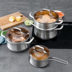 Wholesale Factory Kitchen 304 Stainless Steel Steamer Pot Soup Pot Milk Pot Cooking Ware With Lid from china suppliers