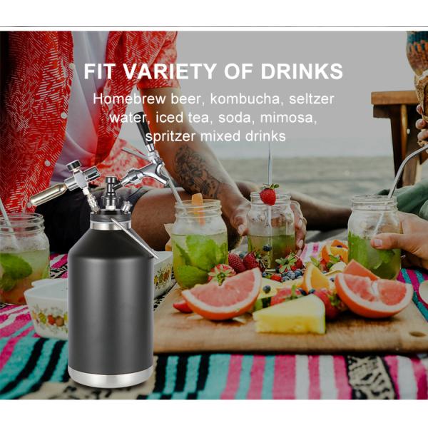 64OZ 2L Black Beer Growler Dispenser Tap Kit Vacuum Insulated