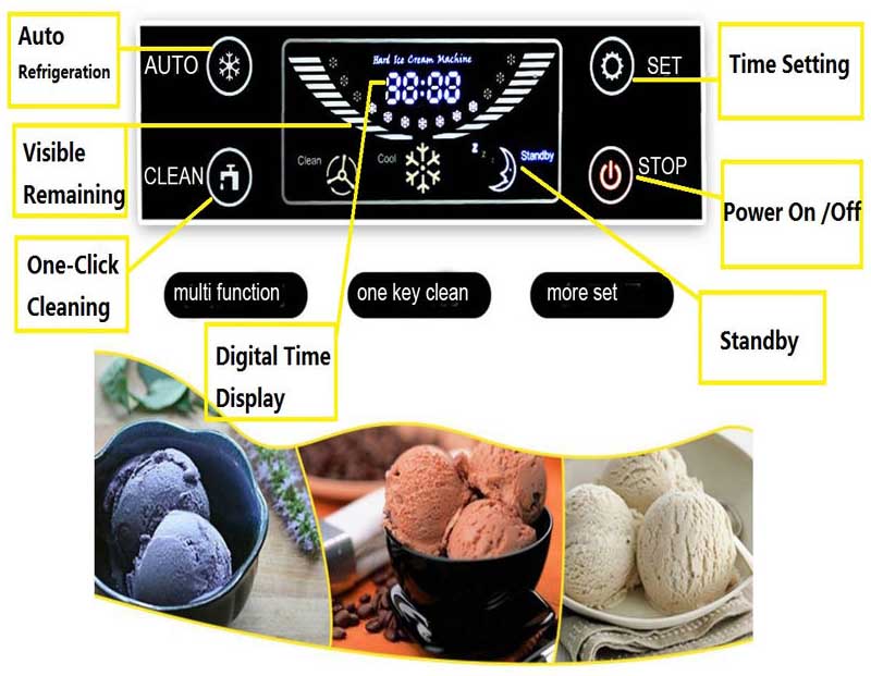 Automatic Hard Ice Cream Machine Roll Batch Freezer for Business Cart and Commercial Production