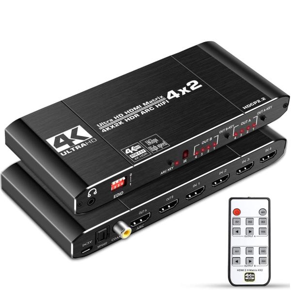 Quality 18Gbps 4x2 HDMI 2.0 Matrix Switch Splitter 4K 60Hz 4:4:4 Switcher for sale