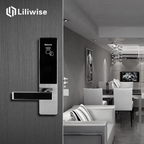 Smart Card Key Hotel Door Locks Silver Color 200 User Name Data Capacity