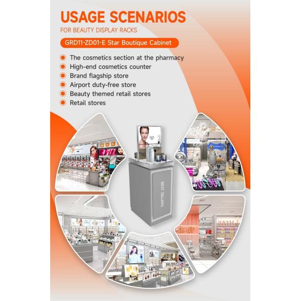 GDR11-ZD01-E Cosmetics Retail Display with LED Light Strips and Gray Glass for Retail Stores