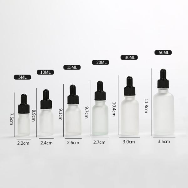 Multi Capacity Frosted Dropper Glass Essential Oil Bottles 5ml 10ml