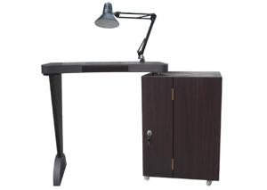 Adjustable Nail Salon Manicure Tables With Led Light , Black Walnut Color