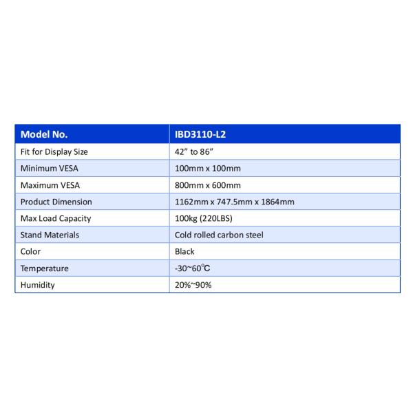 IBoard Factory Direct Outlet 55"- 86" Height Adjustable Mobile TV Stand With smoothly Wheels Compatibility Interactive Whiteboard Smart Panel Up To