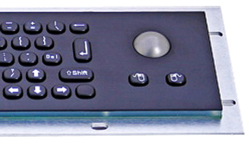 Customizable Small Black Kiosk Metal Panel Mount Keyboard With Mini Trackball