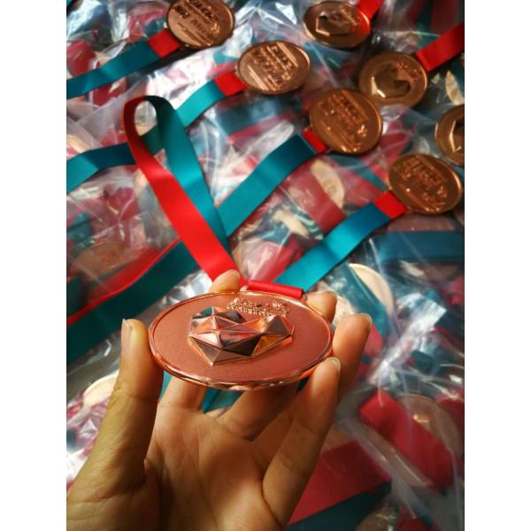 Zinc Alloy Material Custom Sports Medals Ribbons For Enterprise Activity