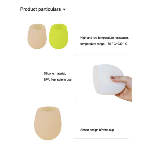 Panton Color Silicone Water Cup BPA Free No Handle No Lid For Wine Beer