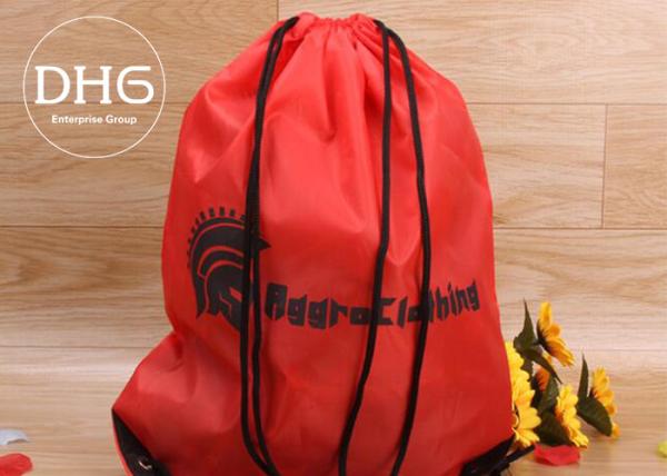 Quality Cute Printed Drawstring Backpack Personalized Black Cord String Flat Foldable for sale