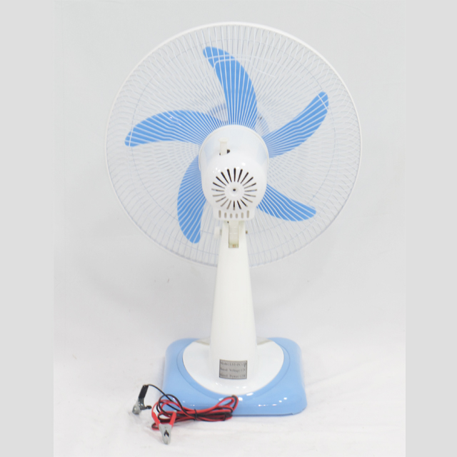 Low Voltage Rechargeable Table Fan 16 Inch DC 12 Volt With Battery Clips