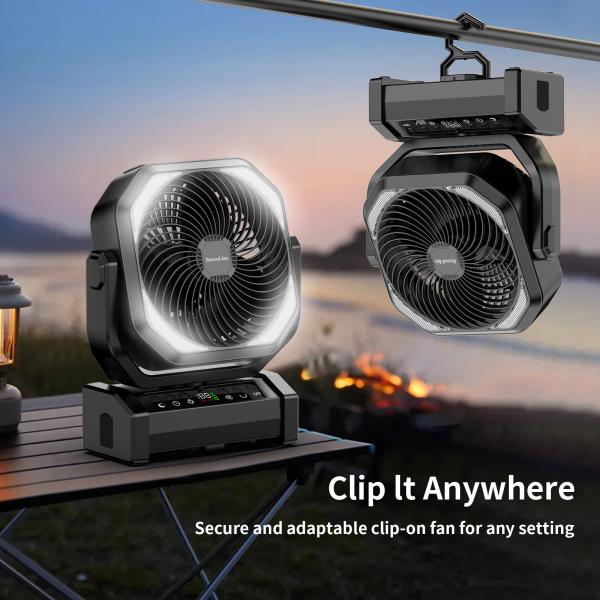 Remote Control Cordless Outdoor Fan Rechargeable 20000MAh With Led Light