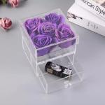 Custom preserved roses acrylic clear acrylic display box with drawer